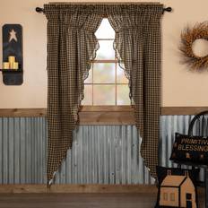 VHC Brands Black Check Cotton 84x36x18 Scalloped Prairie Long Panel Set of 2