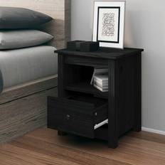 vidaXL 40 x 35 x 49 cm Massivt Fyrretræ Sort Sengebord