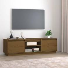 vidaXL Marron Miel 140x35x40 cm Bois de Pin Massif Meuble TV