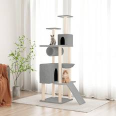 Gatto - Mobili grattatoi per gatti Animali domestici vidaXL Albero Per Gatti Con Tiragraffi In Sisal Grigio Chiaro 168 cm