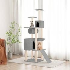 vidaXL Cat Tree with Sisal Scratching Posts 168 cm Light Grey