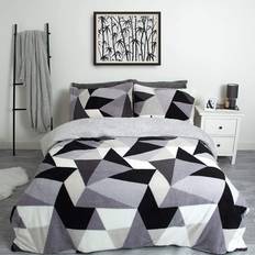 Dreamscene Shapes Thermal Teddy Housse de couette Argent, Blanc, Multicolore, Gris, Rose (198x137cm)
