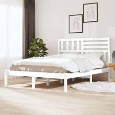 vidaXL 140x200 cm Massivt Fyrretræ Hvid Sengeramme