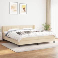 vidaXL Rembourré Tête de Lit Lit Double Lit Adulte de Chambre Moderne Crème 200x200 cm Lit Continental