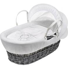 Grey Bassinetts Kid's Room Kinder Valley Teddy Wash Day Wicker Moses Basket with Rocking Stand 10.6x22.4"