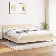 vidaXL Rembourré Tête de Lit Lit Double Lit Adulte de Chambre Moderne Crème 200x200 cm Lit Continental