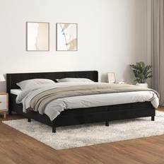 vidaXL Giroletto A Molle Con Materasso Nero 200x200 cm In Velluto Letto Continentale