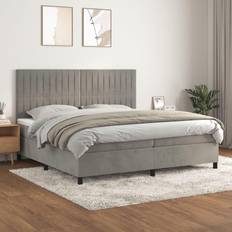 vidaXL Giroletto A Molle Con Materasso Grigio Chiaro 200x200 cm Velluto Letto Continentale