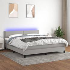 180cm Letti vidaXL A Molle Materasso E LED Grigio Chiaro 180x200 cm Tessuto Letto Continentale