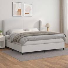 Bianco Letti Continentali vidaXL Giroletto A Molle Con Materasso Bianco 200x200 cm In Similpelle Letto Continentale