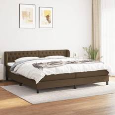 vidaXL Rembourré Marron Foncé 200x200 cm Lit Continental