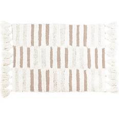 The Linen Yard Tassel Stitch 100% Cotton Bath Mat - Pecan/Ivory