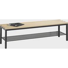 C+P Garderobenbank H420xB1500xT353mm M.Holzleisten STA Schwarzgrau m.Schuhrost Portascarpe