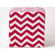 Homescapes Red & Chevron Cube Pouffe