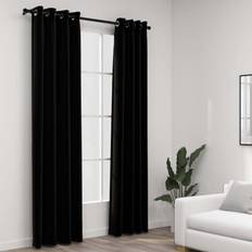 Curtains & Accessories vidaXL Linen-Look Blackout Curtains with Grommets 2pcs