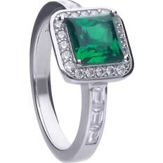 Diamonfire Art Deco Style Emerald Cubic Zirconia Pave Ring R3749