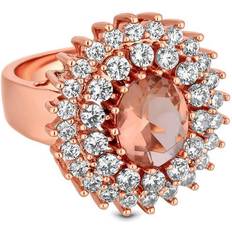 XS Rings Jon Richard Rose Gold Plated Pink Cubic Zirconia Cocktail Ring