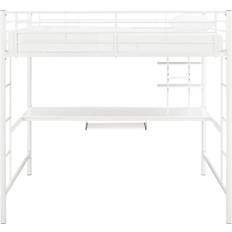 Kid's Room Walker Edison Premium Metal Full Size Loft Bed with Wood Workstation 55x79"