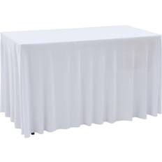 Poliéster Paños y Tejidos vidaXL Fundas Elásticas Para Mesa 2 Uds Con Falda 183x76x74 cm Blanco Mantel Blanco