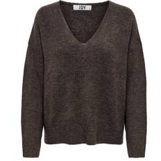 JdY knitted v neck jumper in brown melange(XS)