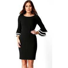 Women Clothing Roman Double Fluted 3/4 Length Sleeve Dress