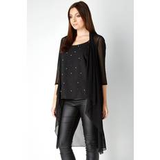 Negro Batas Roman Mesh Longline Kimono Jacket