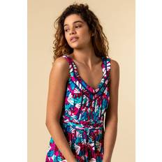 Roman Palm Print Midi Length Sun Dress