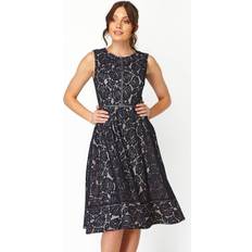 Roman Fit And Flare Lace Midi Dress