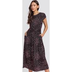 Black - Women Dresses Roman Patchwork Floral Stretch Jersey Dress
