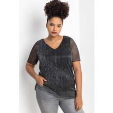 Roman Curve Metallic Plisse Top - Silver