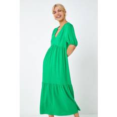 Linen Blend Tiered Midi Dress