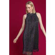 Roman Shimmer Cutaway High Neck Dress