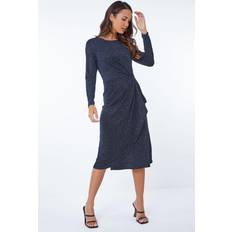 Roman Ruched Glitter Midi Dress - Blue