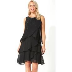 Negro Vestidos Roman Embellished Frill Swing Dress