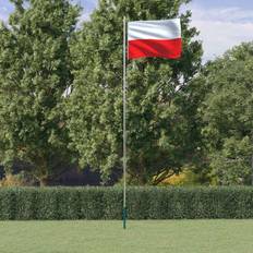 vidaXL Mástil Y Bandera De Polonia Aluminio 6.23 m