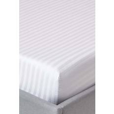 Homescapes Egyptian Cotton Satin Stripe 330 Thread Bed Sheet White