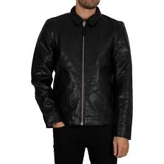 Superdry Slim Fit Coach Leather Jacket - Black