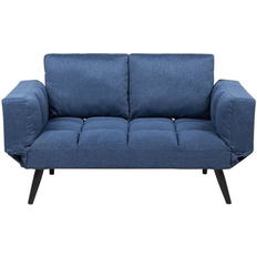 Navy blue sofas Beliani Brekke Navy Blue Bed Sofa 3 Seater