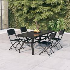 Nero Set da pranzo per patio vidaXL Giardino 5 pz Grigio e Nero Set da pranzo per patio