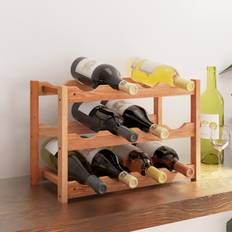 Brown Wine Racks vidaXL for 12 Bottles Solid Wood Walnut Wine Rack