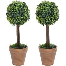 vidaXL buksbom krukker 2 stk. kugleformet Kunstig plante