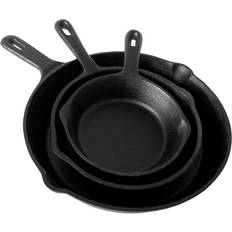 Negro Juegos de utensilios de cocina Klarstein 3 Sartenes Parthenaise Hierro Fundido Redondas De 12/16/21 cm Juego de utensilios de cocina