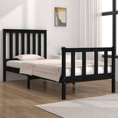 vidaXL Black Solid Wood Pine Bed Frame 90 x 190 cm