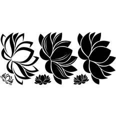 Kid's Room RoomMates Black Line Art Lotus Peel & Stick Giant Wall Decal Set