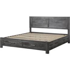 Queen rustic bed frame Benjara Rustic Queen Wooden Bed