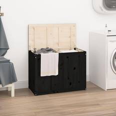 Sort - Træ Vasketøjskurve vidaXL Vasketøjskurv 88,5 x 44 x 66 cm Massivt Fyrretræ Sort