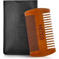 MEDca Wooden Beard Comb Leather Case Handcrafted Solid Beechwood Hair Pocket Combs