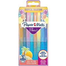 Paper mate flair medium felt tip pen 0.7mm Paper Mate Flair Felt Tip Pens Medium Point (0.7mm) Assorted Tropical Vacation Colours 16 Count Pouch Bestillingsvare, 12-13 dages levering