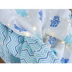 Malabar Baby Malabar Baby Hamsa Organic Cotton Blanket In Blue/white white 47in X 47in