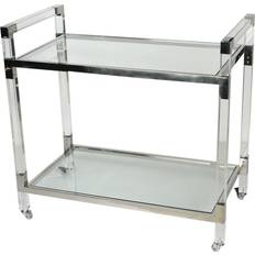 Silver Trolley Tables A&B Home Soho Clear Bar Cart Trolley Table